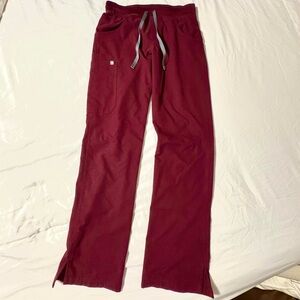 Figs Burgundy Drawstring Scrubs Pants